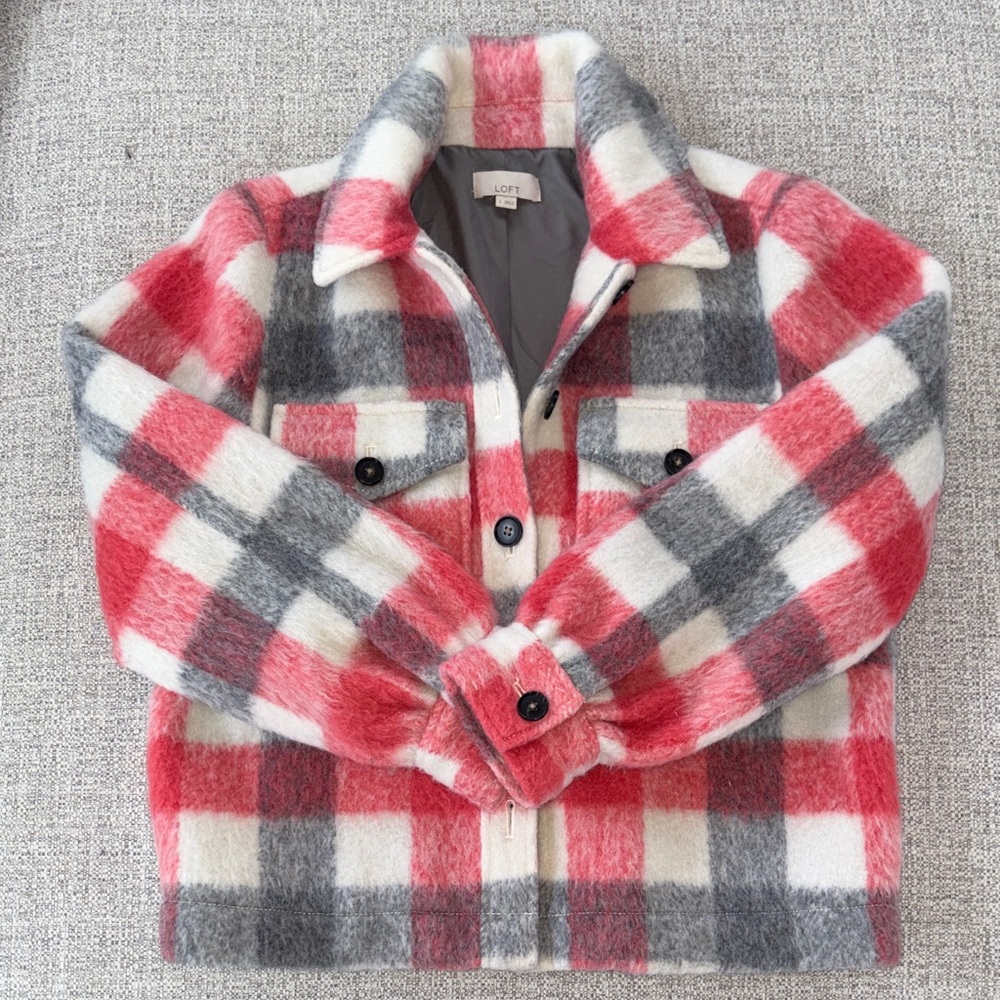 LOFT Checkered Flannel Jacket